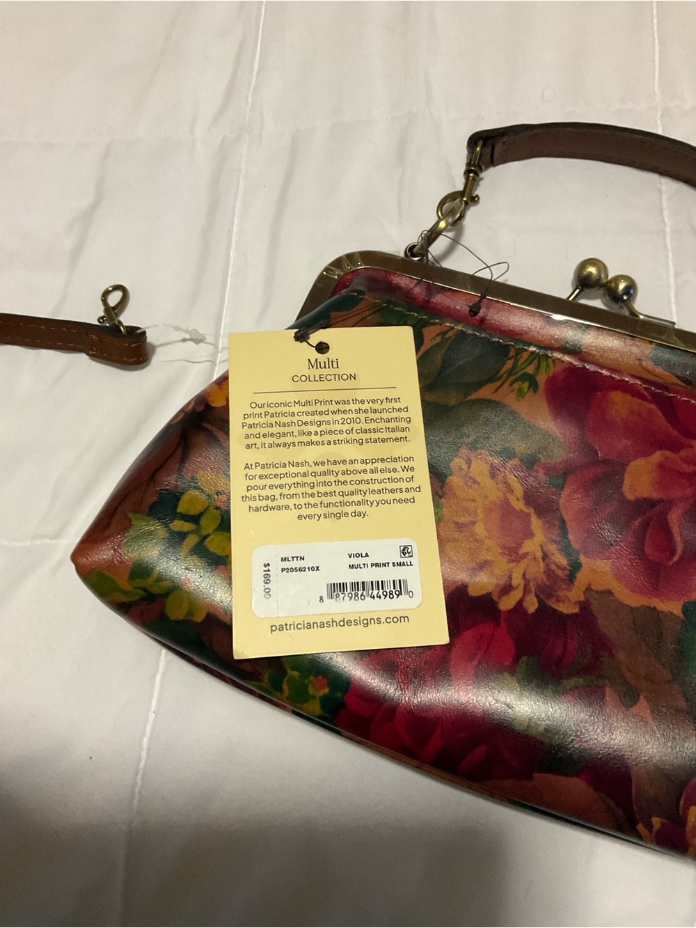 Patricia Nash Brown Multi Floral Kiss-Lock Crossbody Clutch - Picture 4 of 9